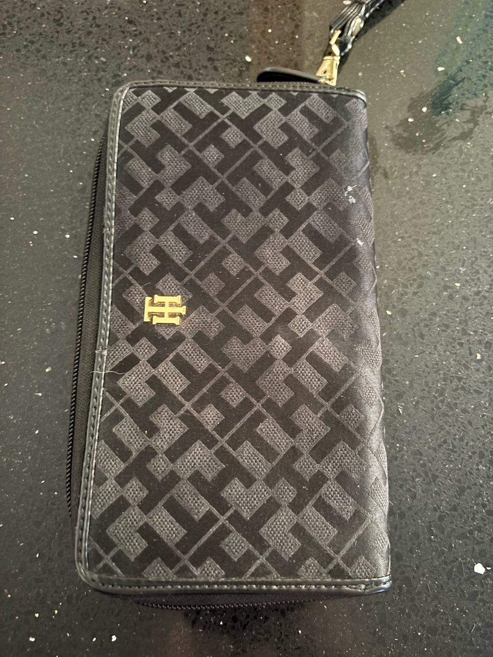 Tommy Hilfiger monogram jacquard zip-around wristlet wallet